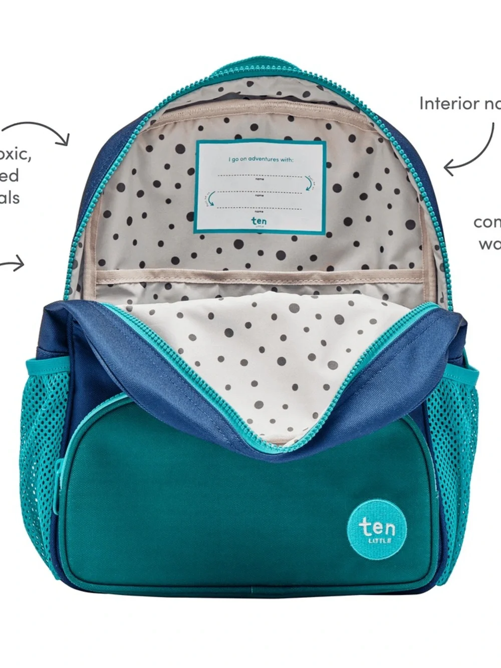 Ten Little Navy and Teal Kids' Backpack
